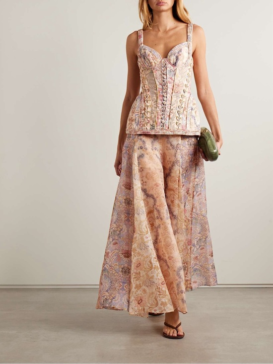 Boutique Pants - Floral Linen-Silk Maxi